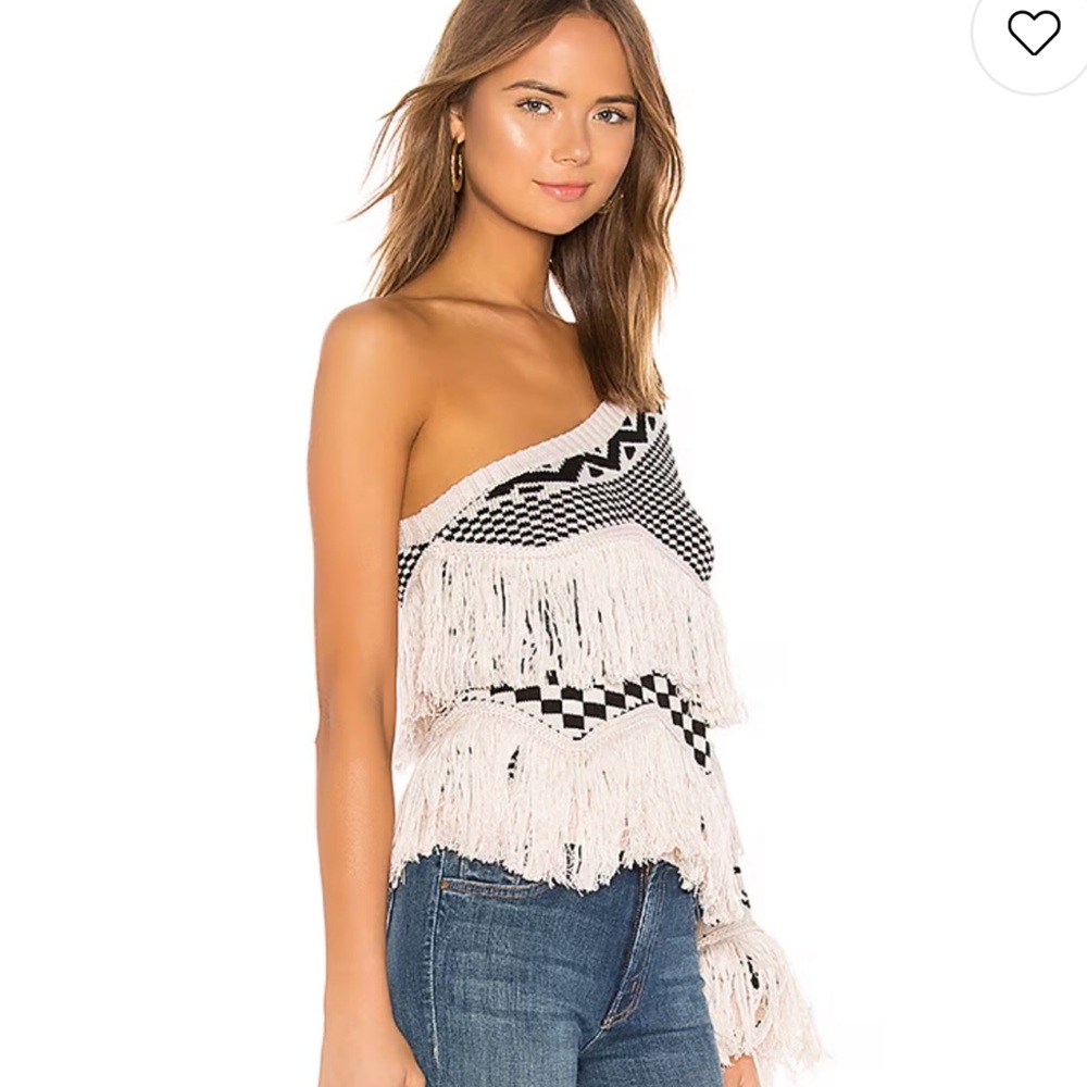 House of Harlow Revolve Noa Sweater in Bone Fringe Off Shoulder XXS Wool Party - Picture 13 of 13
